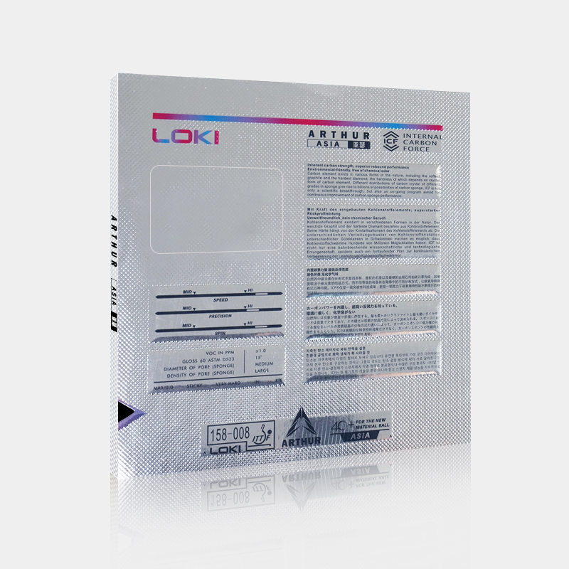 Loki Arthur Asia tacky topsheet and hard professional energy sponge structure